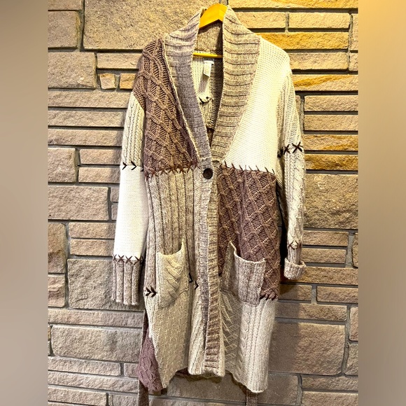 Chico's Sweaters - Chico’s Chunky Cable Knit Sweater Wool, Angora, Cashmere Blend Belted Cardigan
